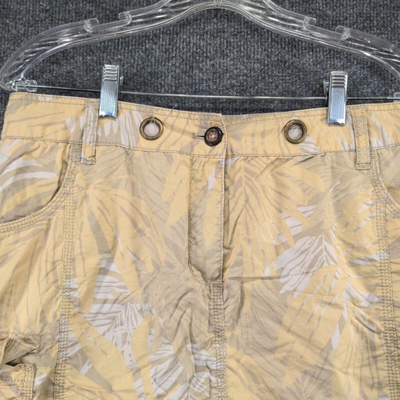 Merona Womens Cargo Skirt Yellow Tan Size 10 Cotton Pockets Palm Pattern - Picture 7 of 12